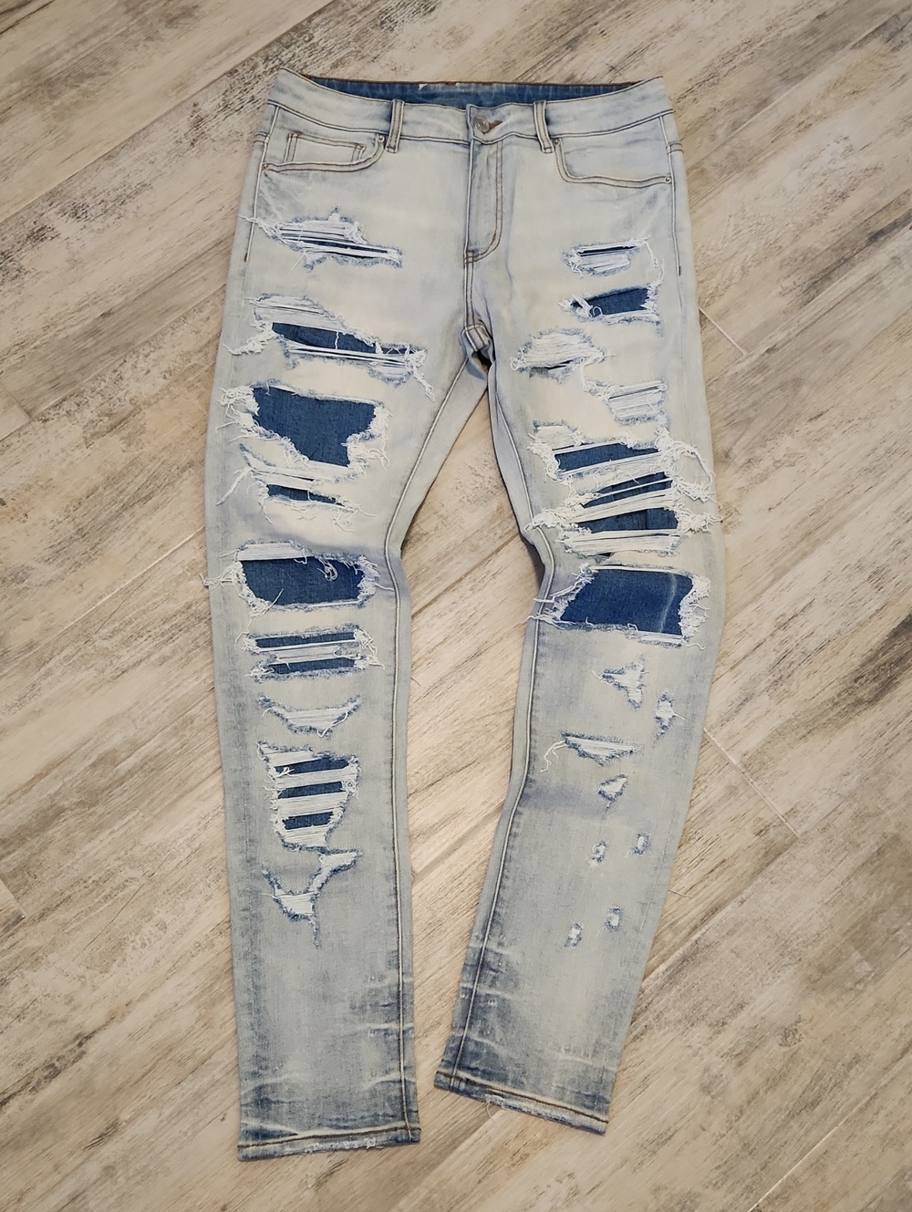 Slim Ripped Light Blue Men's Skinny Jeans